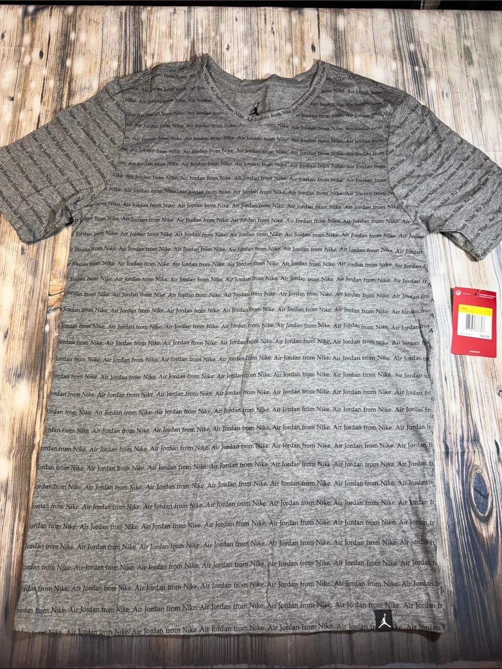 Jordan  Men's Heather Grey All-Over Logo Crewneck Tee size small